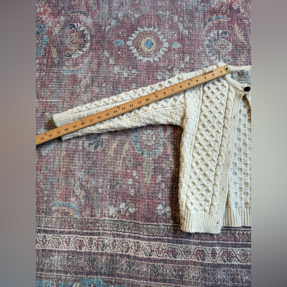 Aran Sweater Market Kids 6-7 Cable Knit 100% Merino Wool Cardigan Sweater - Picture 3 of 8